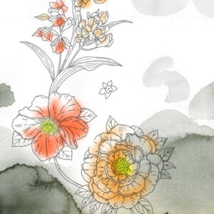 Tela Parete Acquerello Fiori Orientali