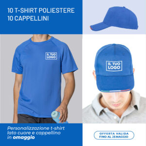 10 t-shirt + 10 cappelli